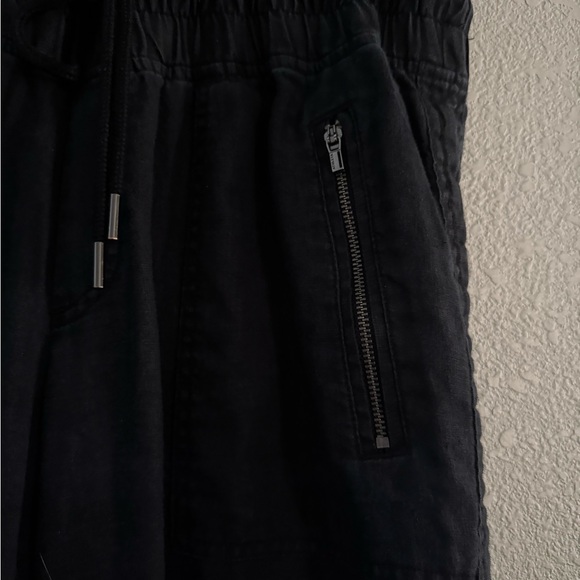 Athleta Pants 12P Cabo Wide-Leg High Rise Joggers Black Linen - Picture 6 of 12